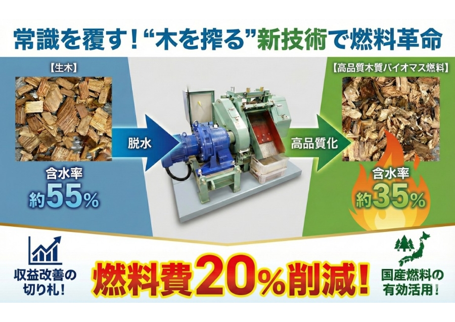 「木を搾る」技術で、木質バイオマス発電を高収益化
