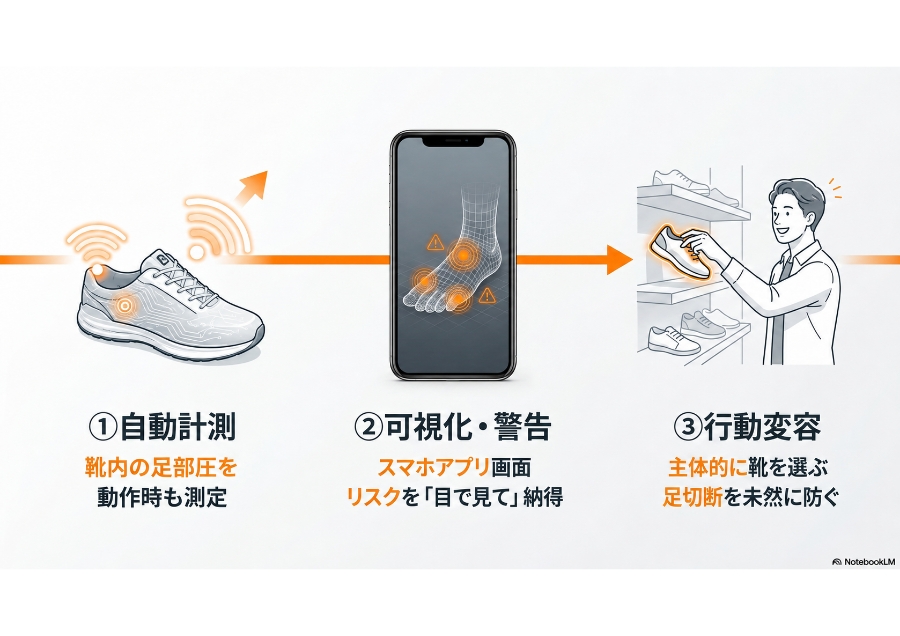 靴内センシングによる糖尿病足病変の超早期予防介入