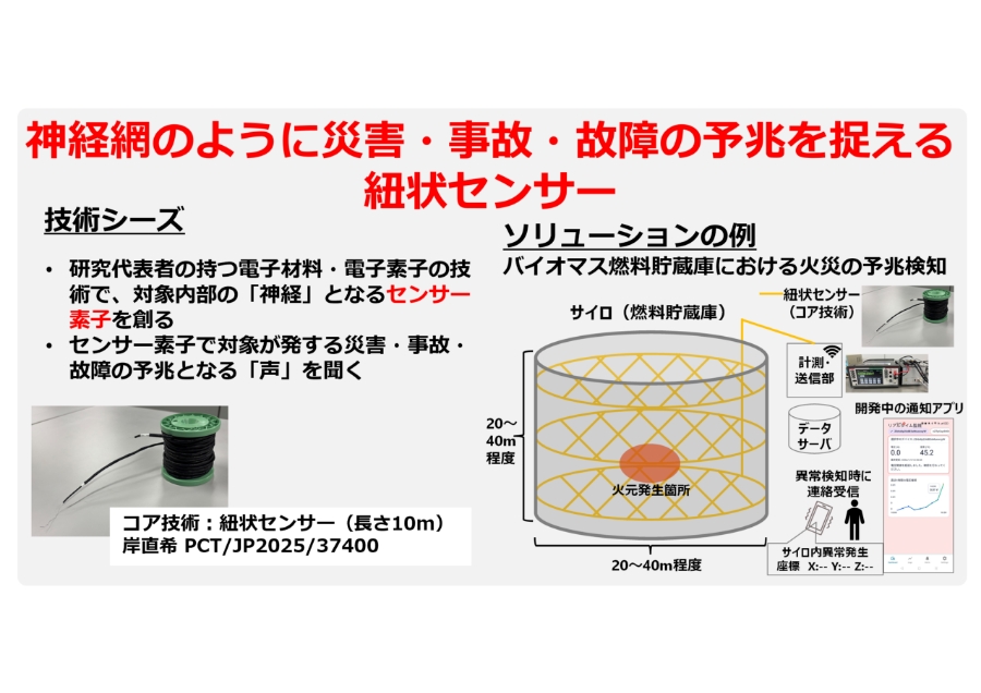 神経網のように災害・事故・故障の予兆を捉える紐状センサー