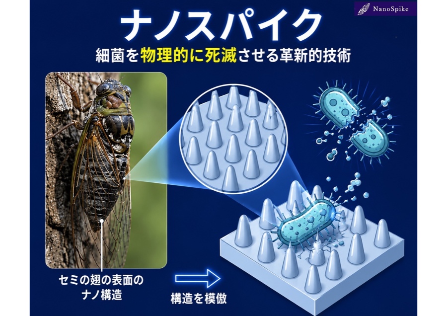 細菌を物理的に死滅させる革新的技術ナノスパイク